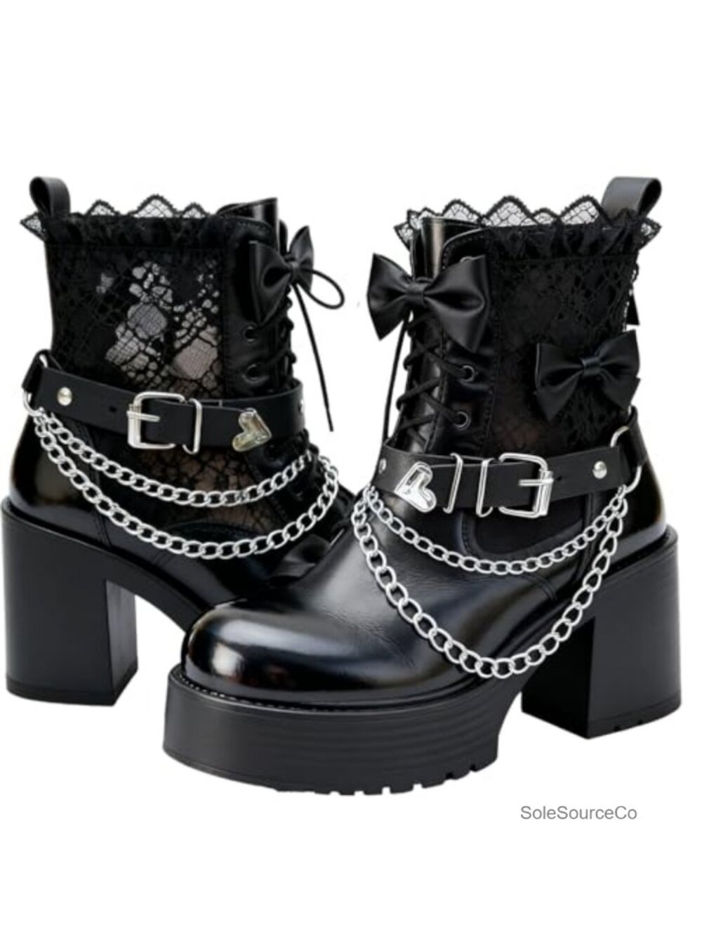 Punk Goth Boot Chains Heart Buckle Biker Harness Straps Ankle Bracelet Charms